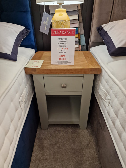 Oak Top Painted 1 Drawer Bedside  | Clearance