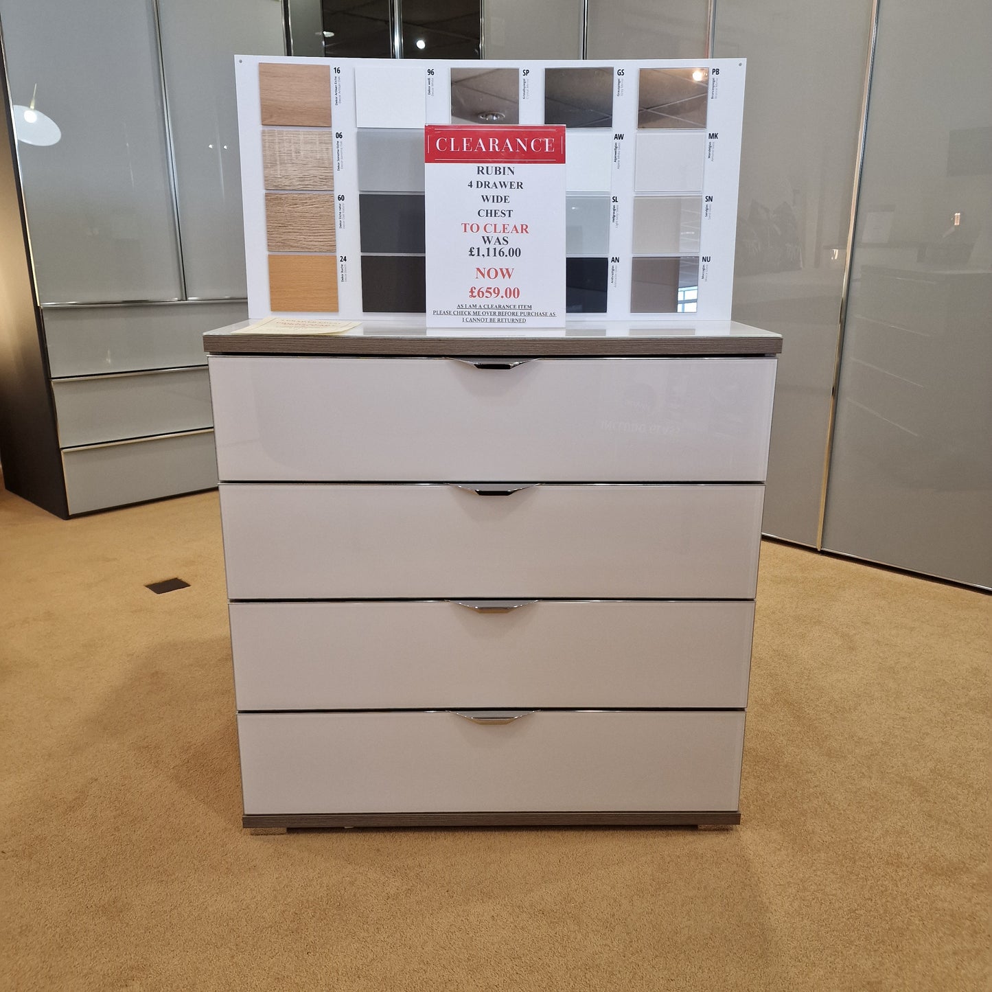 Rubin 4 Drawer Wide Chest  | Clearance