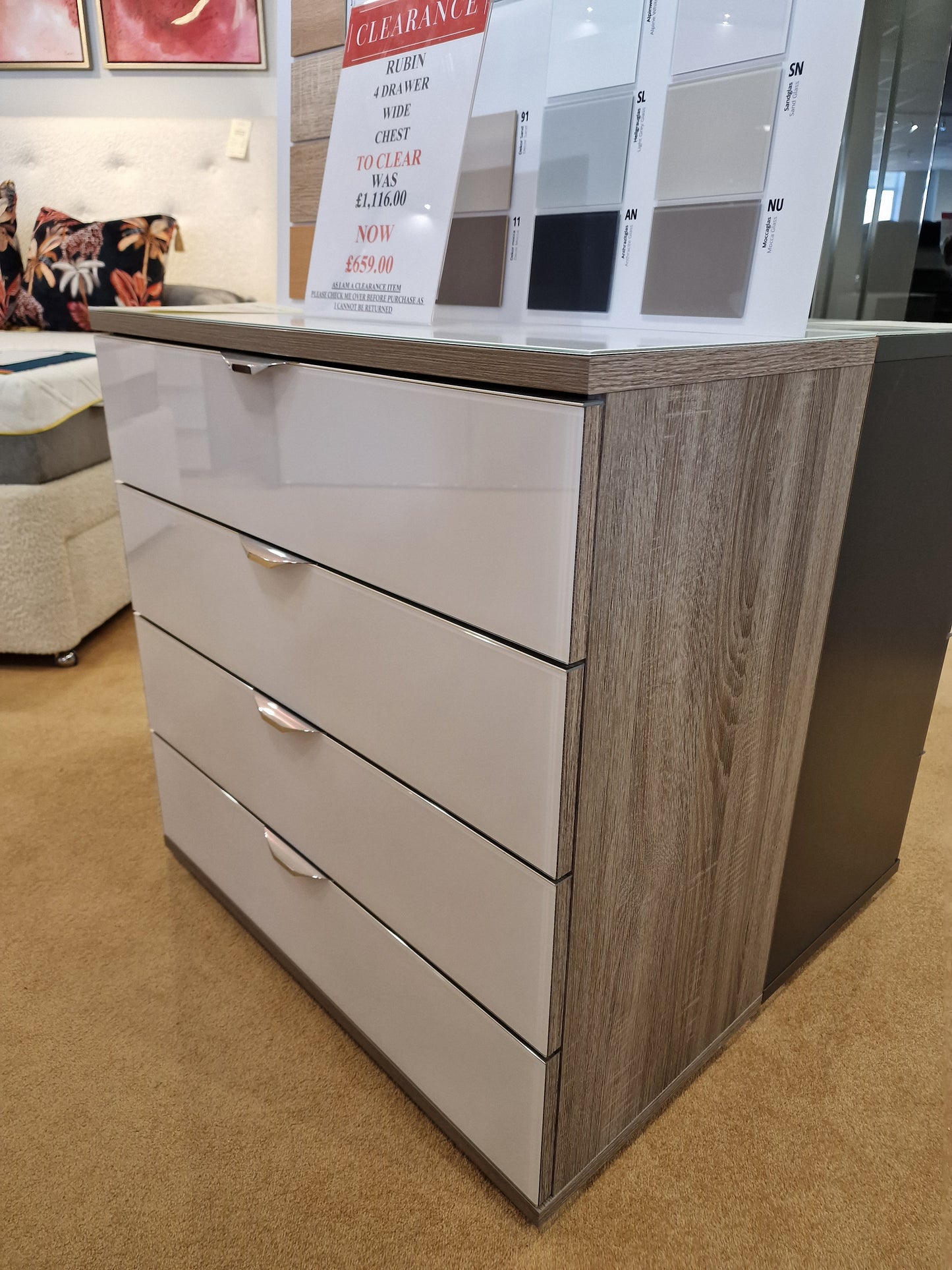 Rubin 4 Drawer Wide Chest  | Clearance