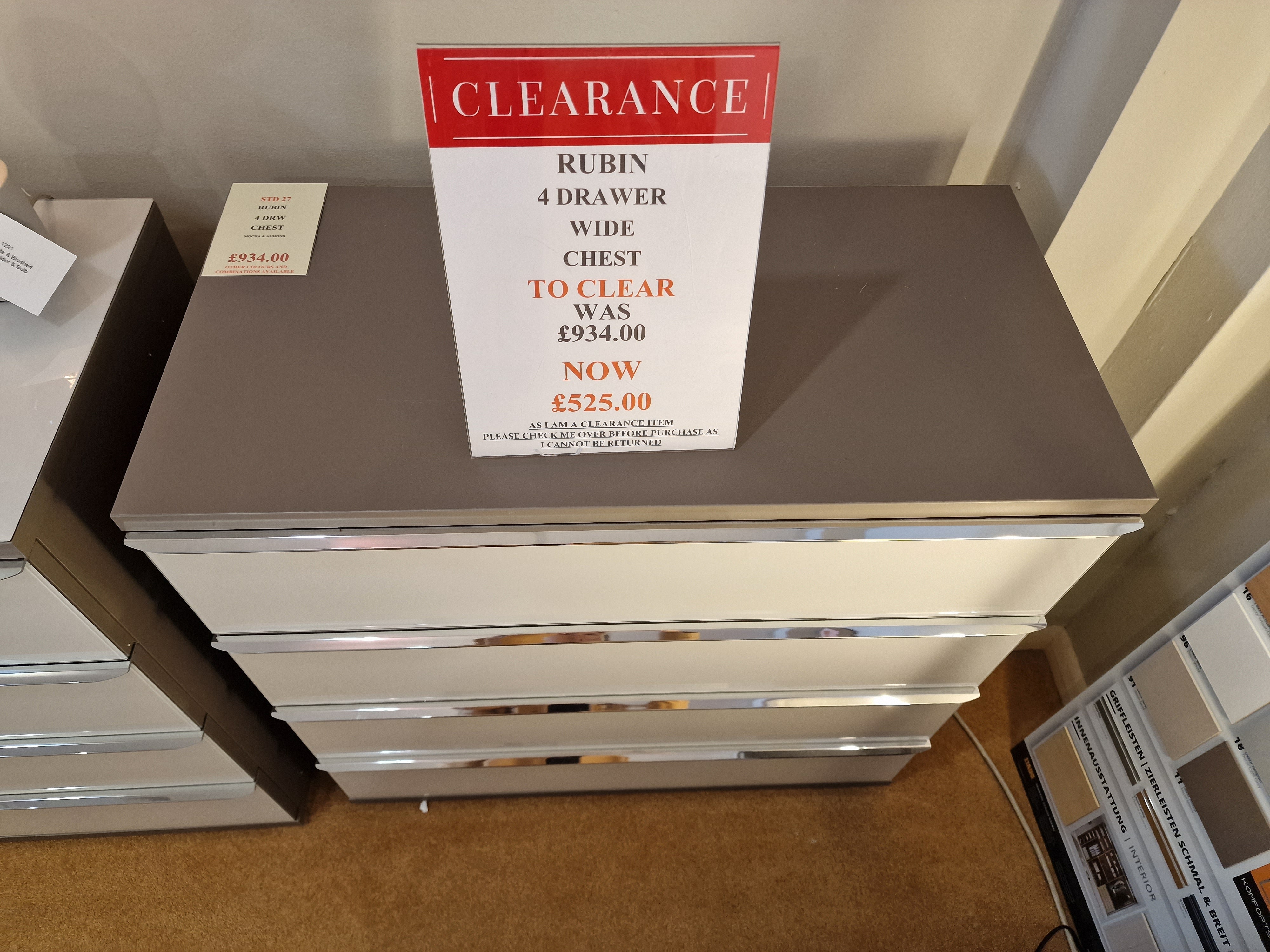 Rubin 4 Drawer Wide Chest  | Clearance