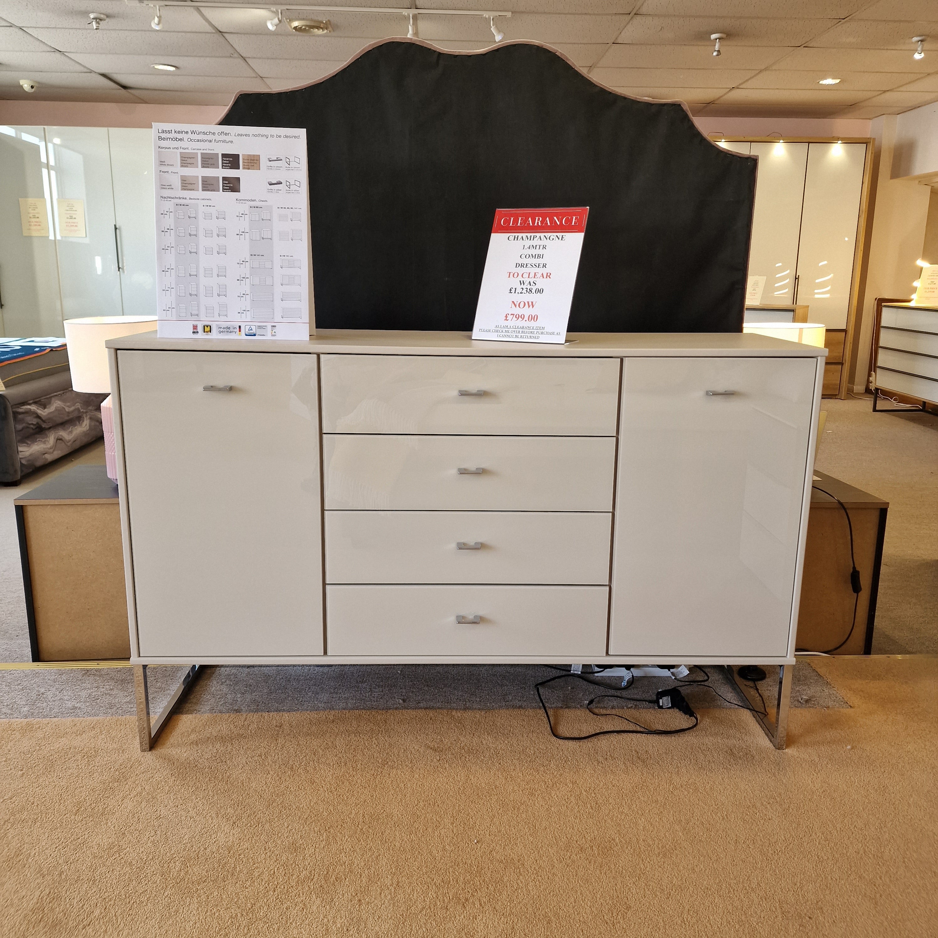 Champagne 1.4 Metre Combi Dresser  | Clearance