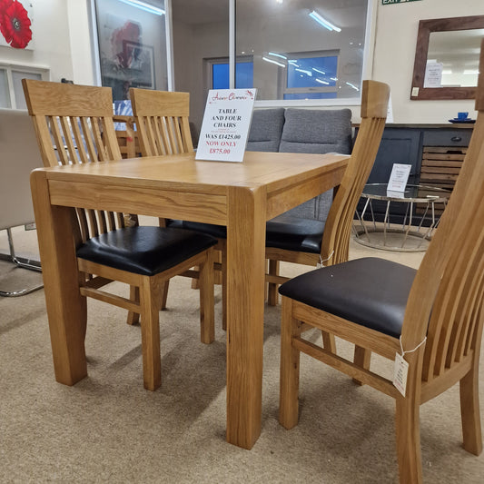 1.2m Oak Table and 4 Chairs | Clearance