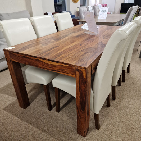 1.75m Wood Table & 6 Chairs | Clearance