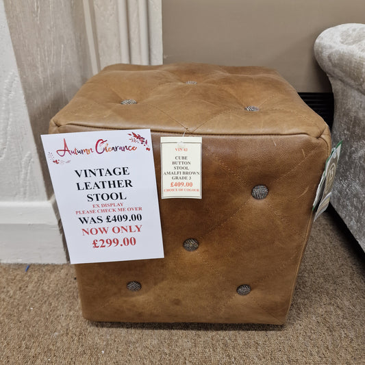Vintage Leather Stool | Clearance
