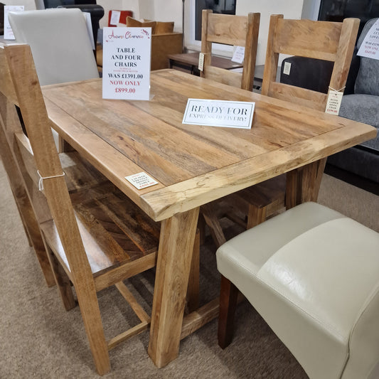 1.35m Trestle Table & 4 Chairs | Clearance
