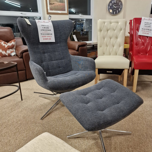 Buttoned Swivel Chair & Stool | Clearance