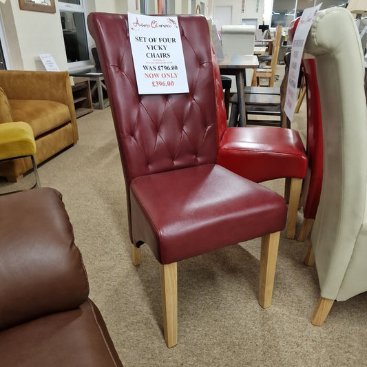Set of 4 Vicky Chairs Burgundy | Clearance