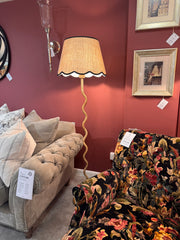 Rattan Wave Floor Lamp + Scalloped Edge Shade 40cm