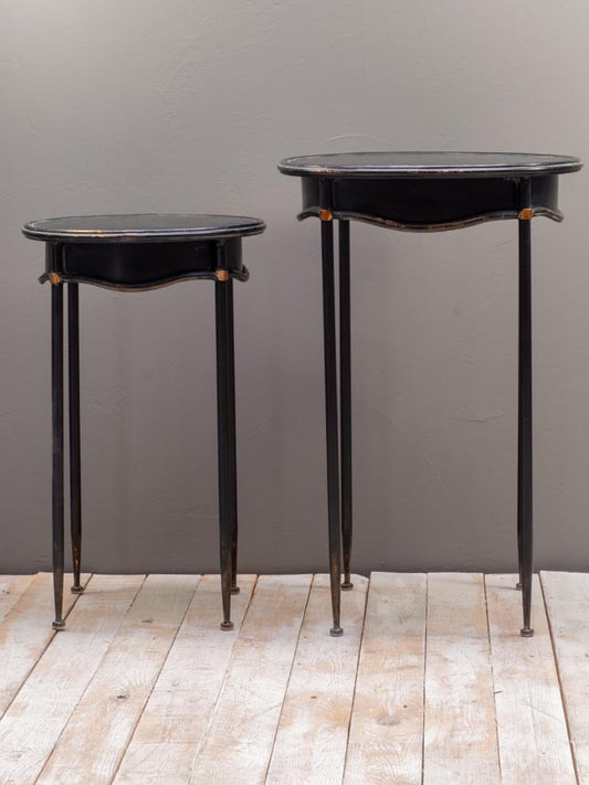 Set of 2 Antique Black Side Tables