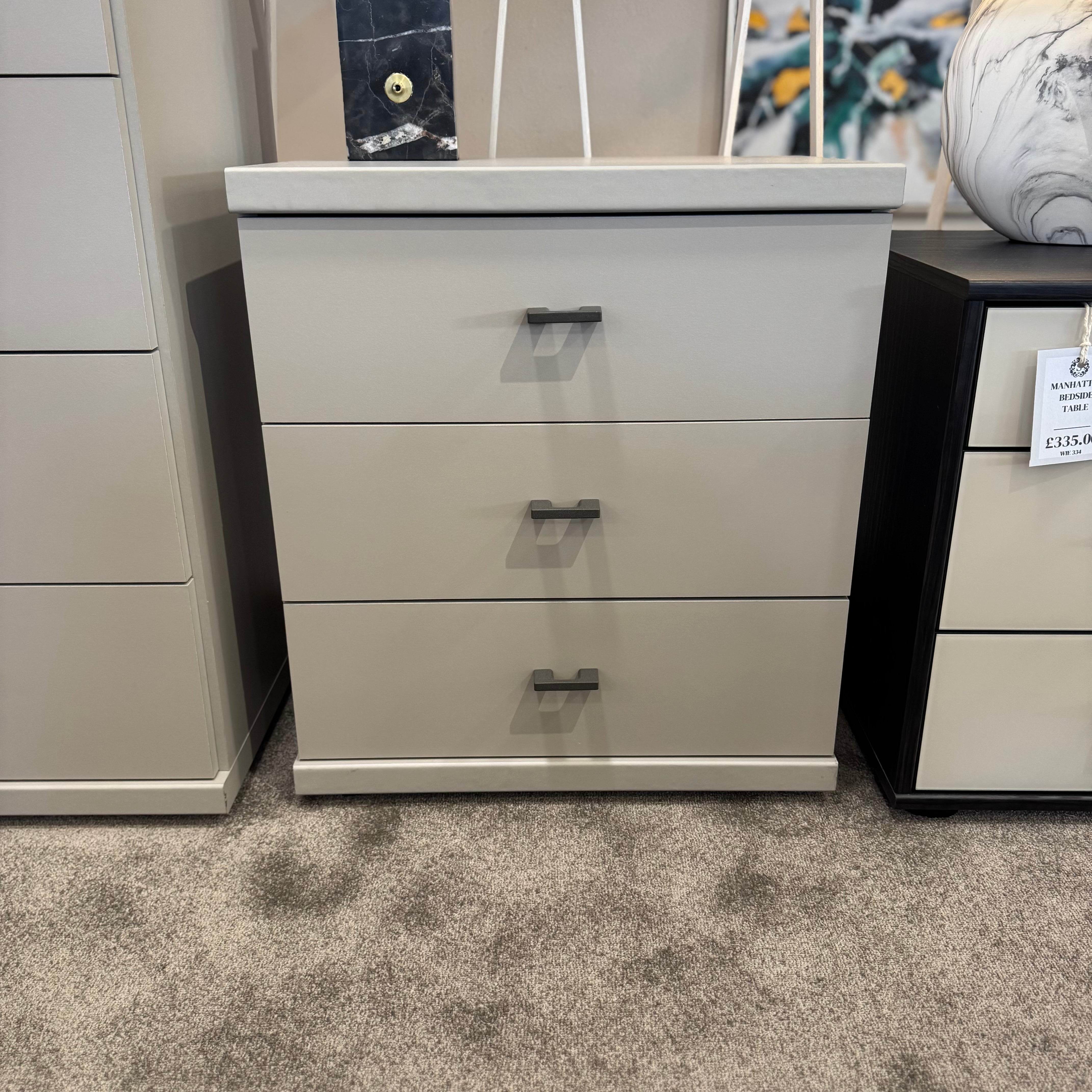 Cairo 3 Drawer Bedside | Clearance