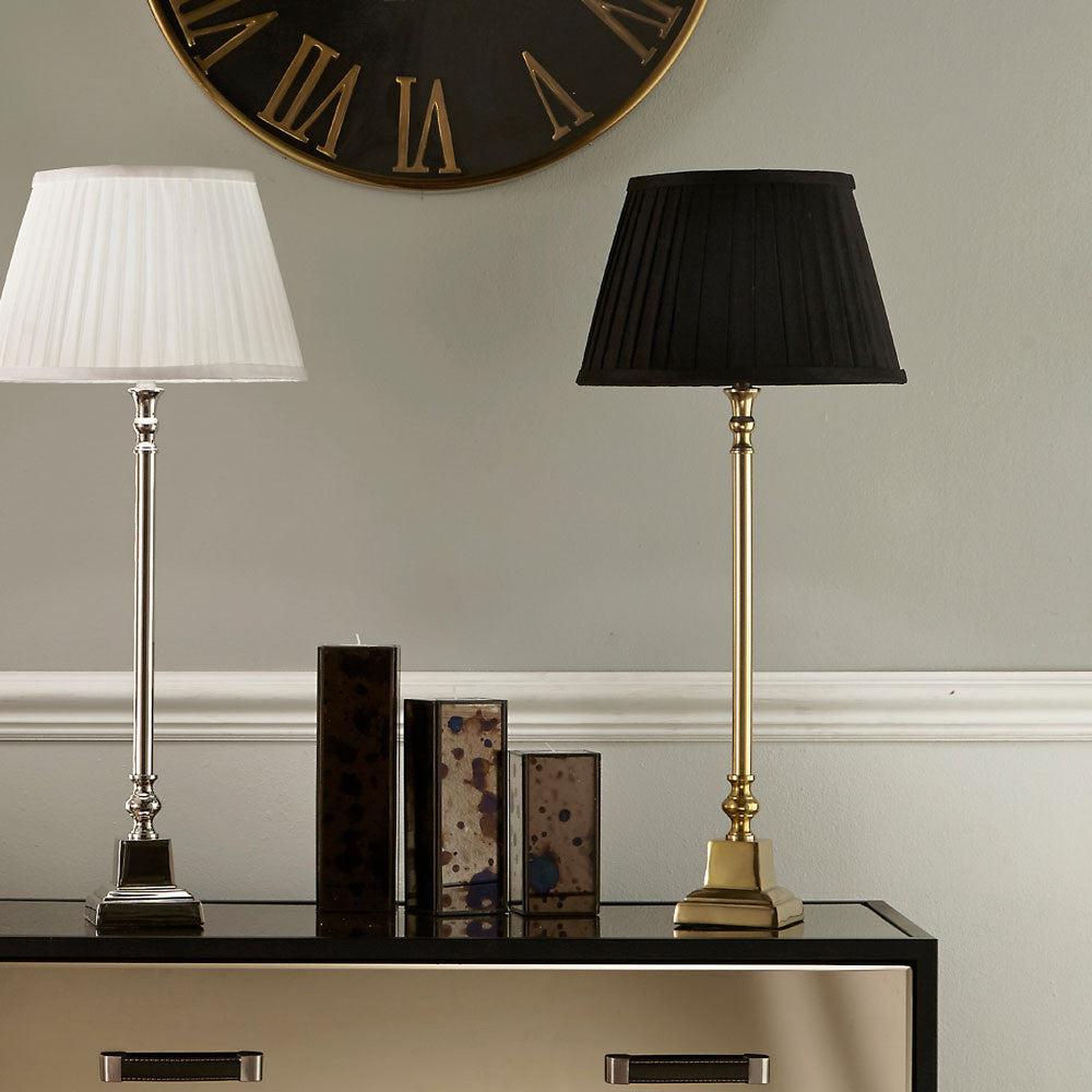 Gold Metal Candle Stick & 30cm Black Shade