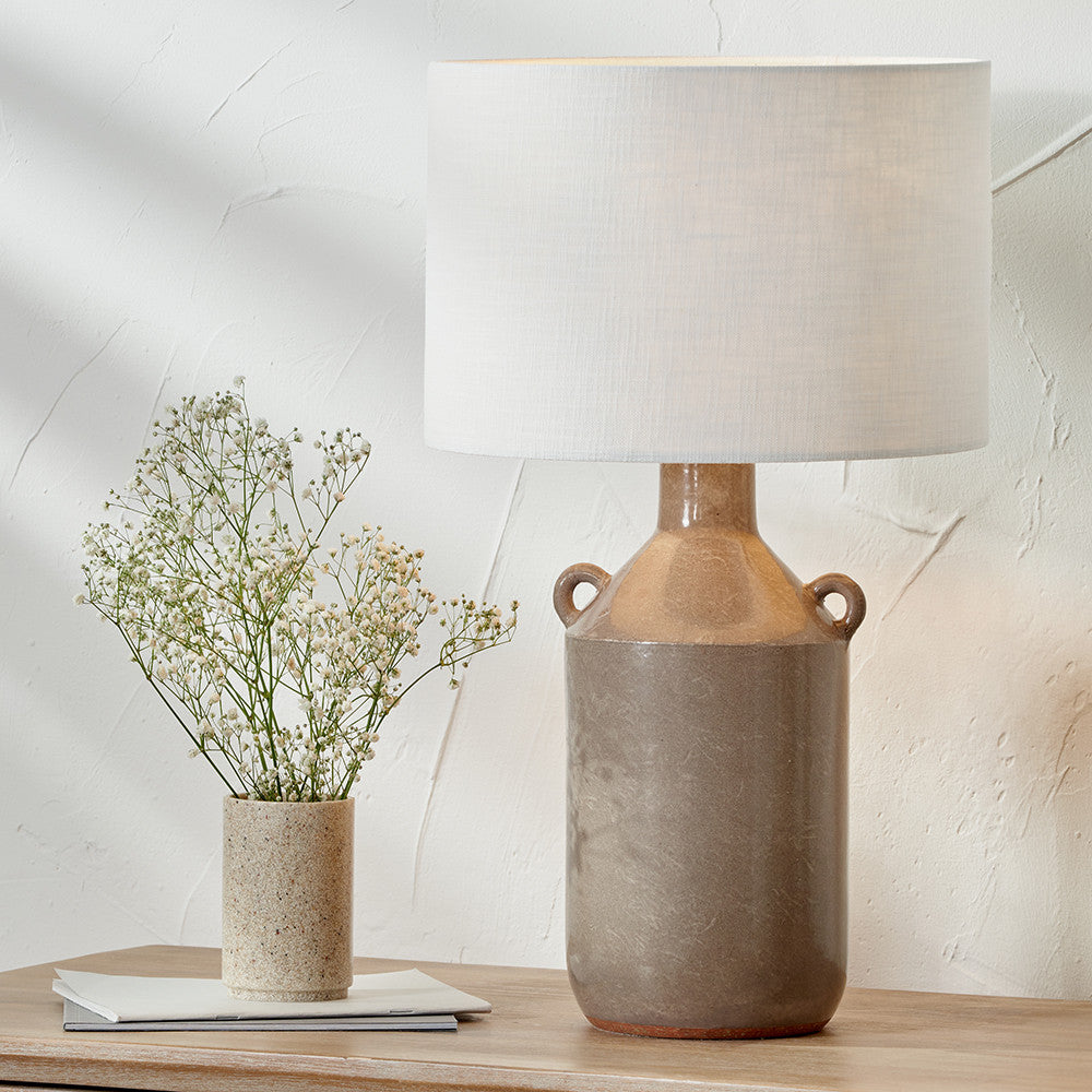 Grey Gloss Urn Stoneware Table Lamp