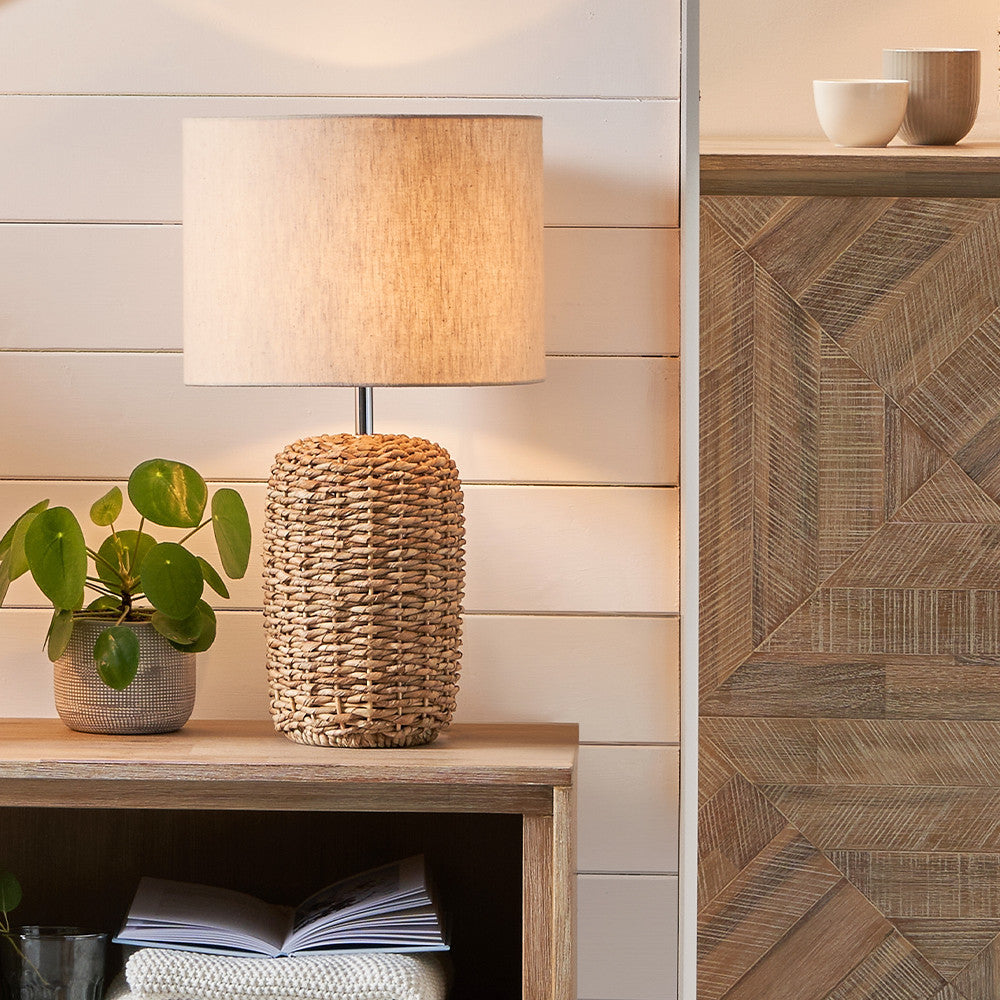 Natural Woven Tall Table Lamp