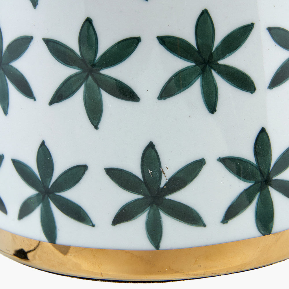 Green and Gold Leaf Ceramic Table Lamp