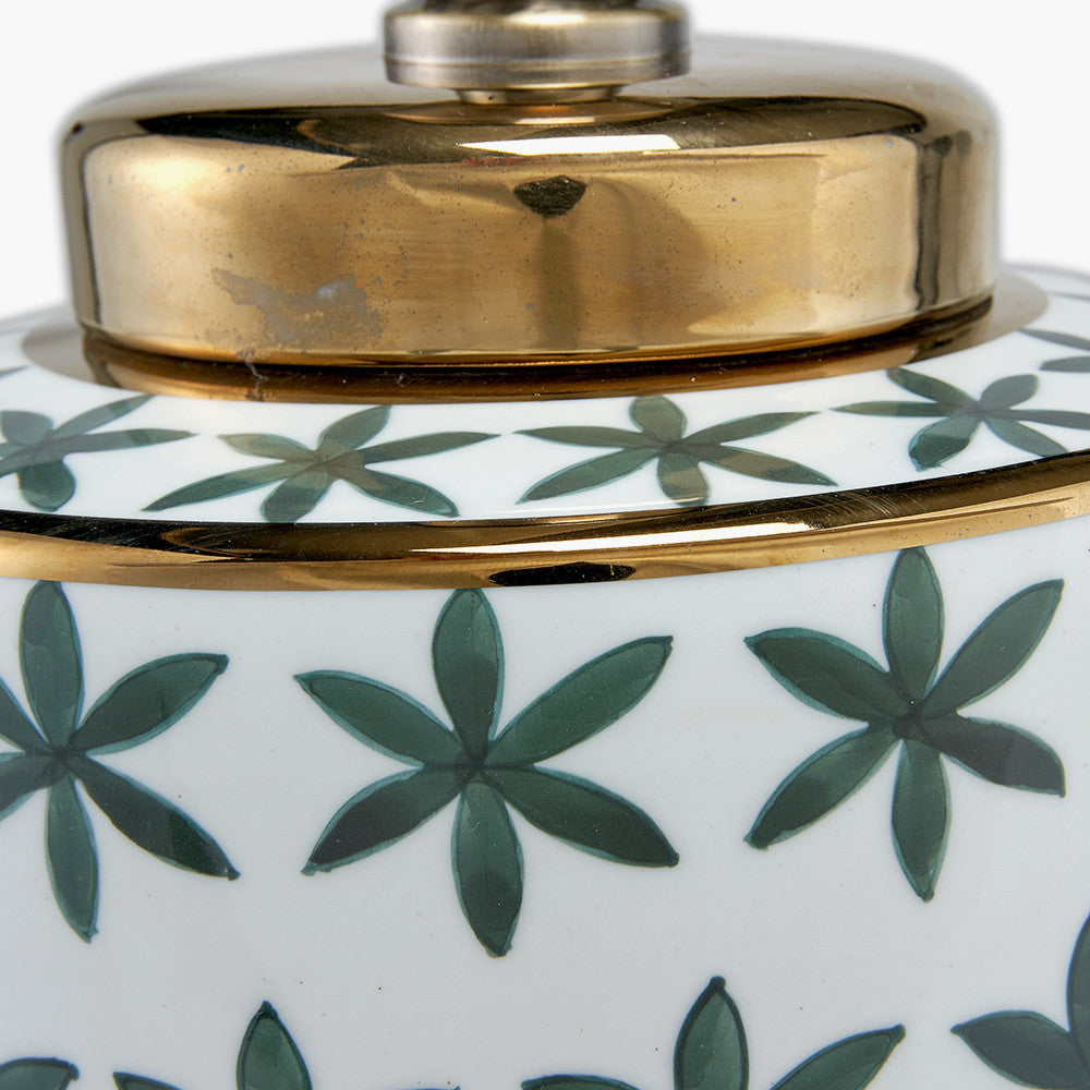 Green and Gold Leaf Ceramic Table Lamp