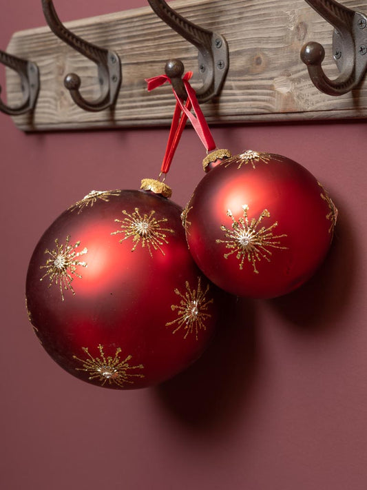 Christmas Bauble Red with Gold Sun