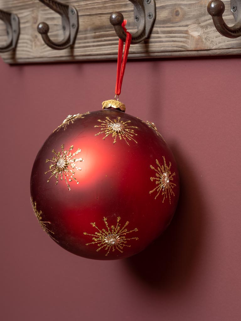 Christmas Bauble Red with Gold Sun