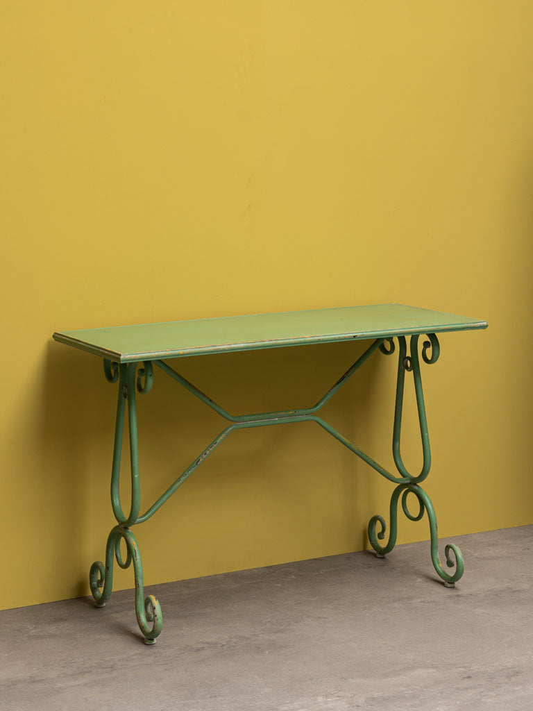 Green Iron Console Table