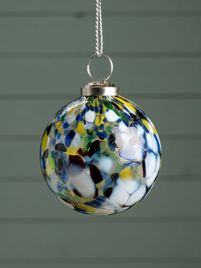 Christmas Bauble Blue & Yellow Splash