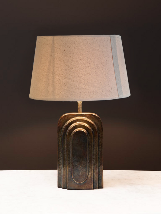 Art Deco Table Lamp & Cream Shade