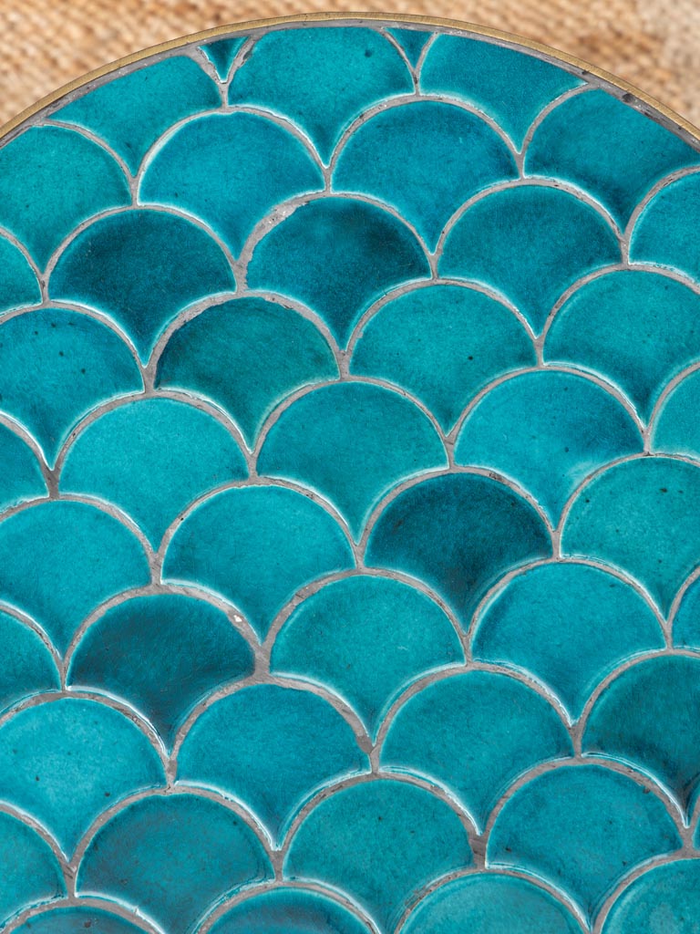 Set of 2 Side Tables Ceramic Tiles Blue