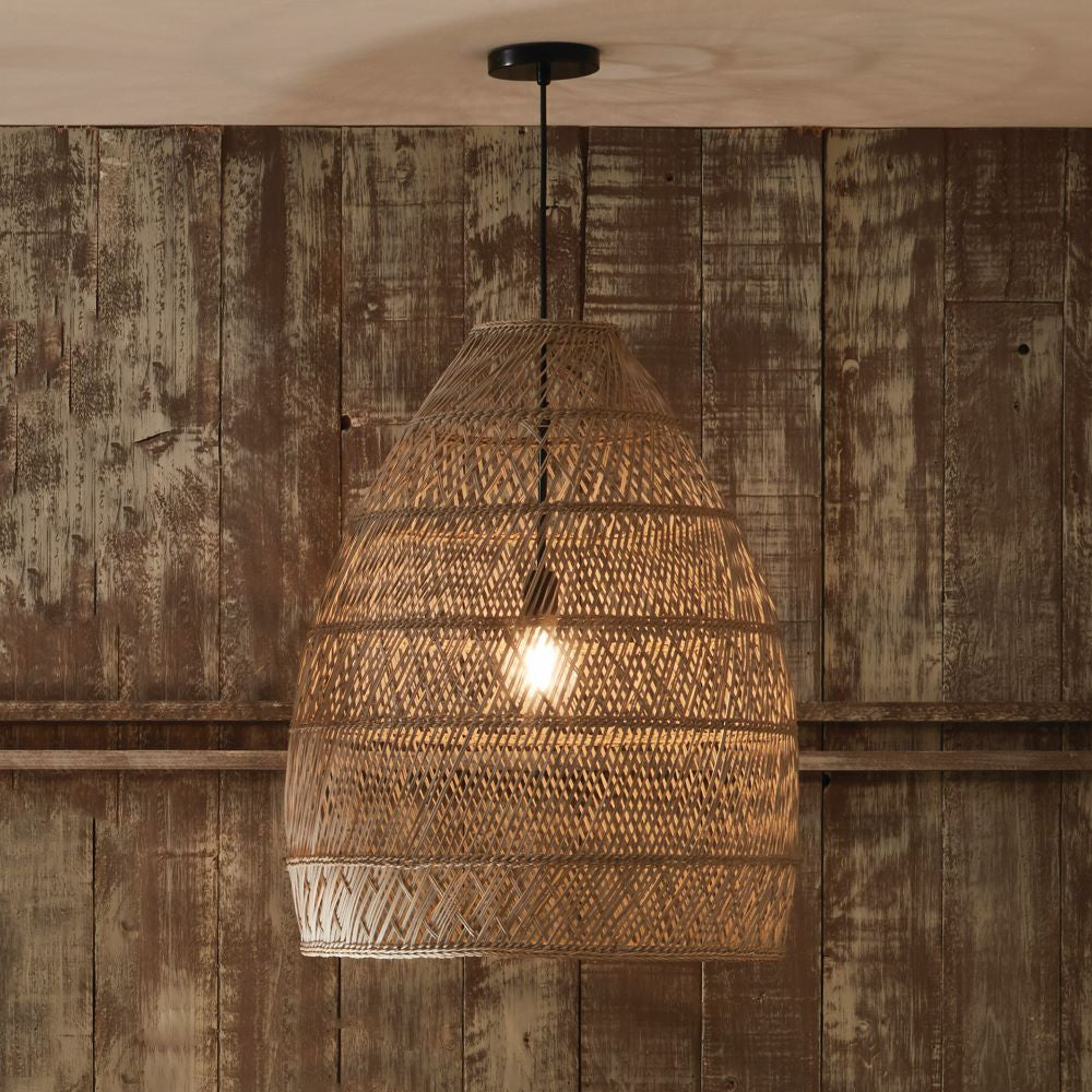 Molokai Grey Wash Woven Cloche Pendant