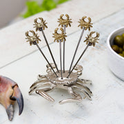 S/6 Olive Crab Picks | Silver & Gold