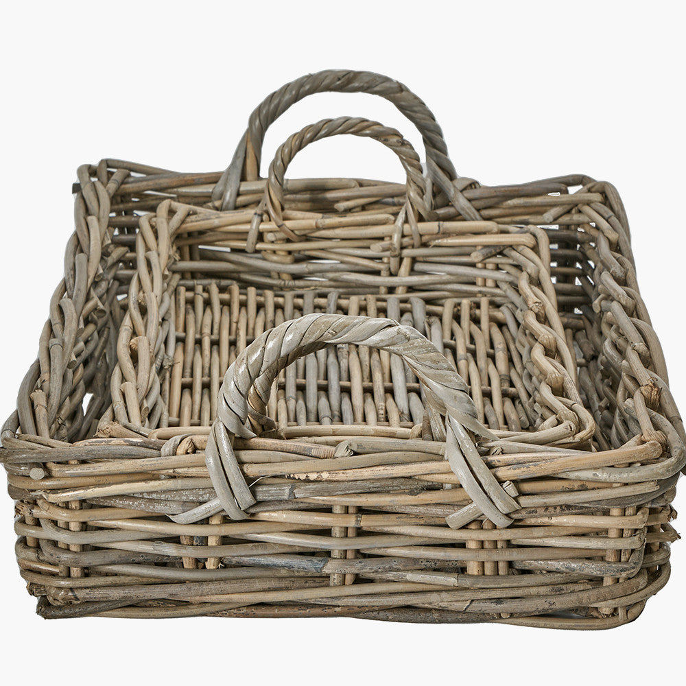 Grey Kubu S/2 Tray Baskets