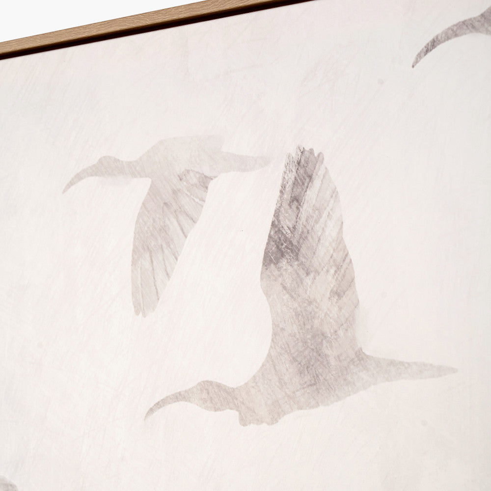 S/3 Natural & White Bird Canvases