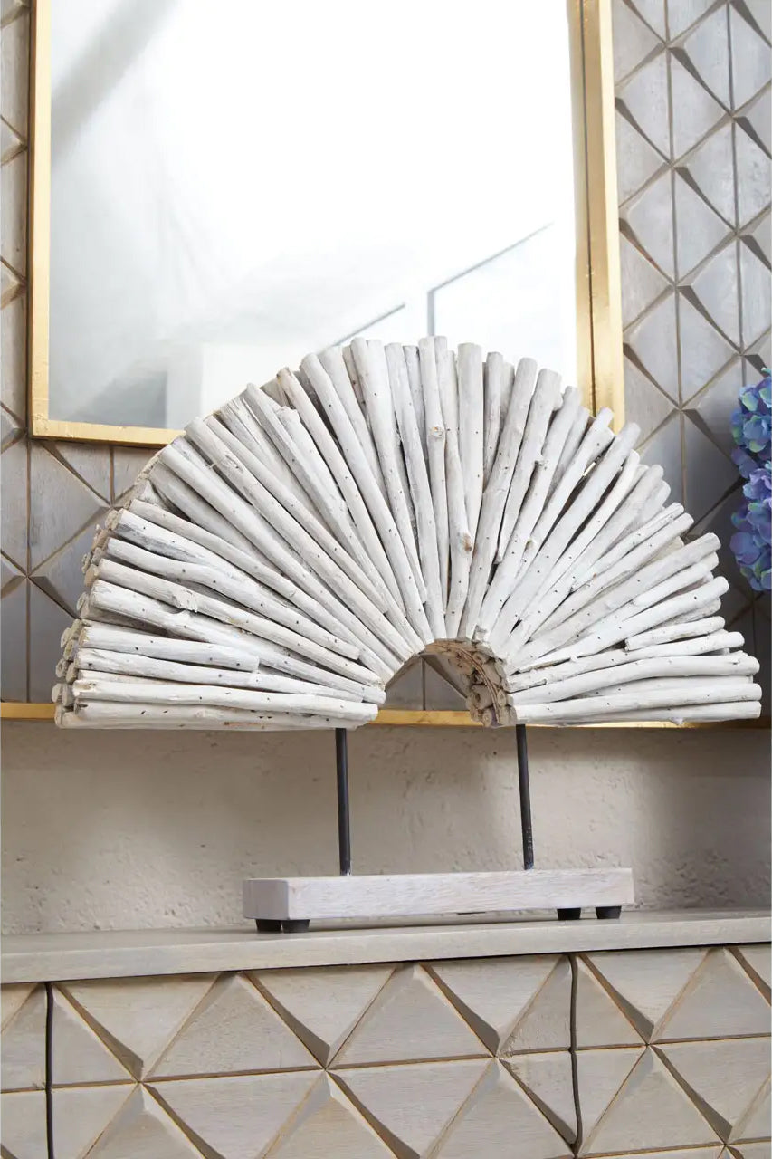 Botanical White Wood Sculpture