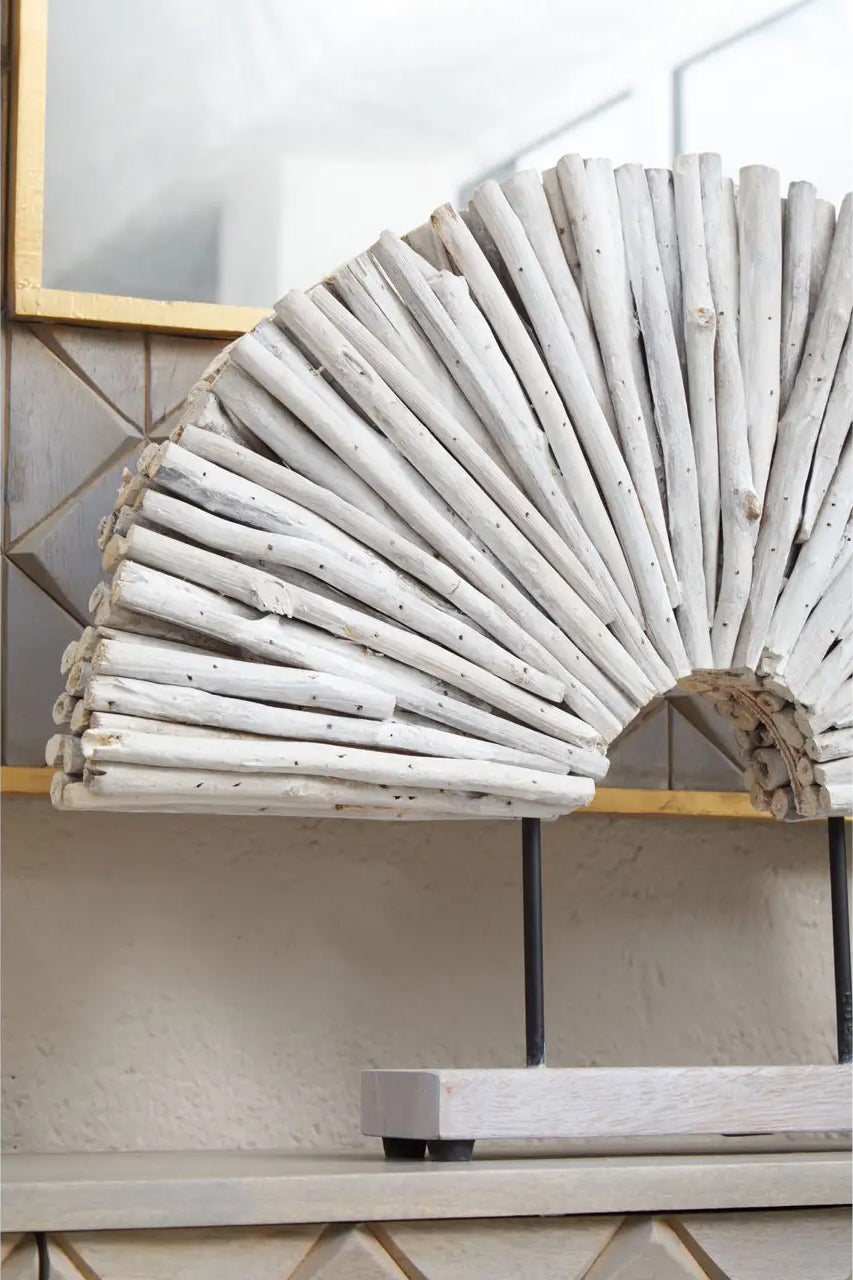 Botanical White Wood Sculpture