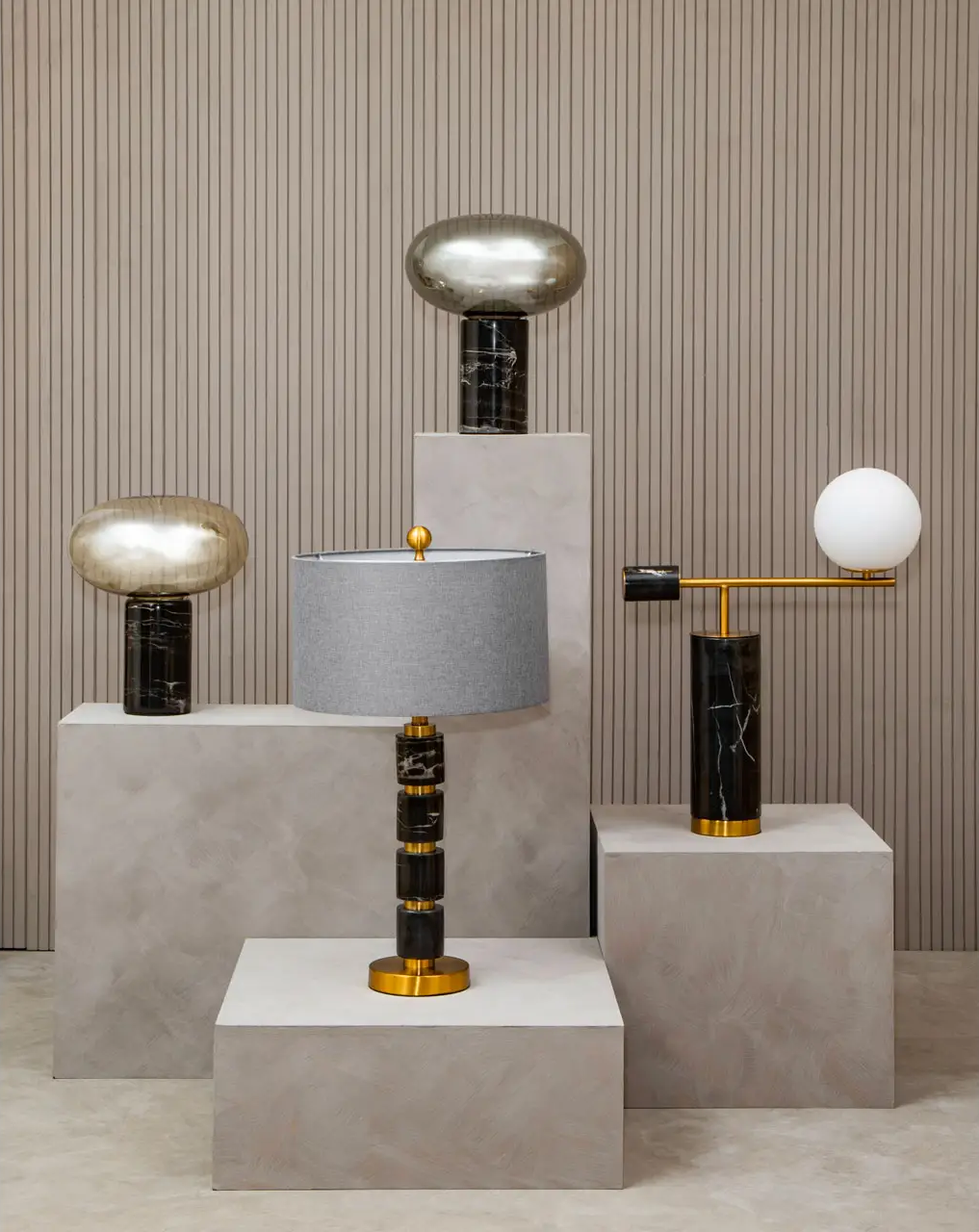 Black Marble Table Lamp Glass Shade