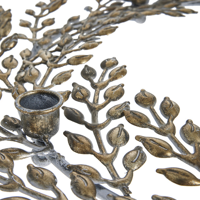 Metal Leaf Candle Holder Wreath