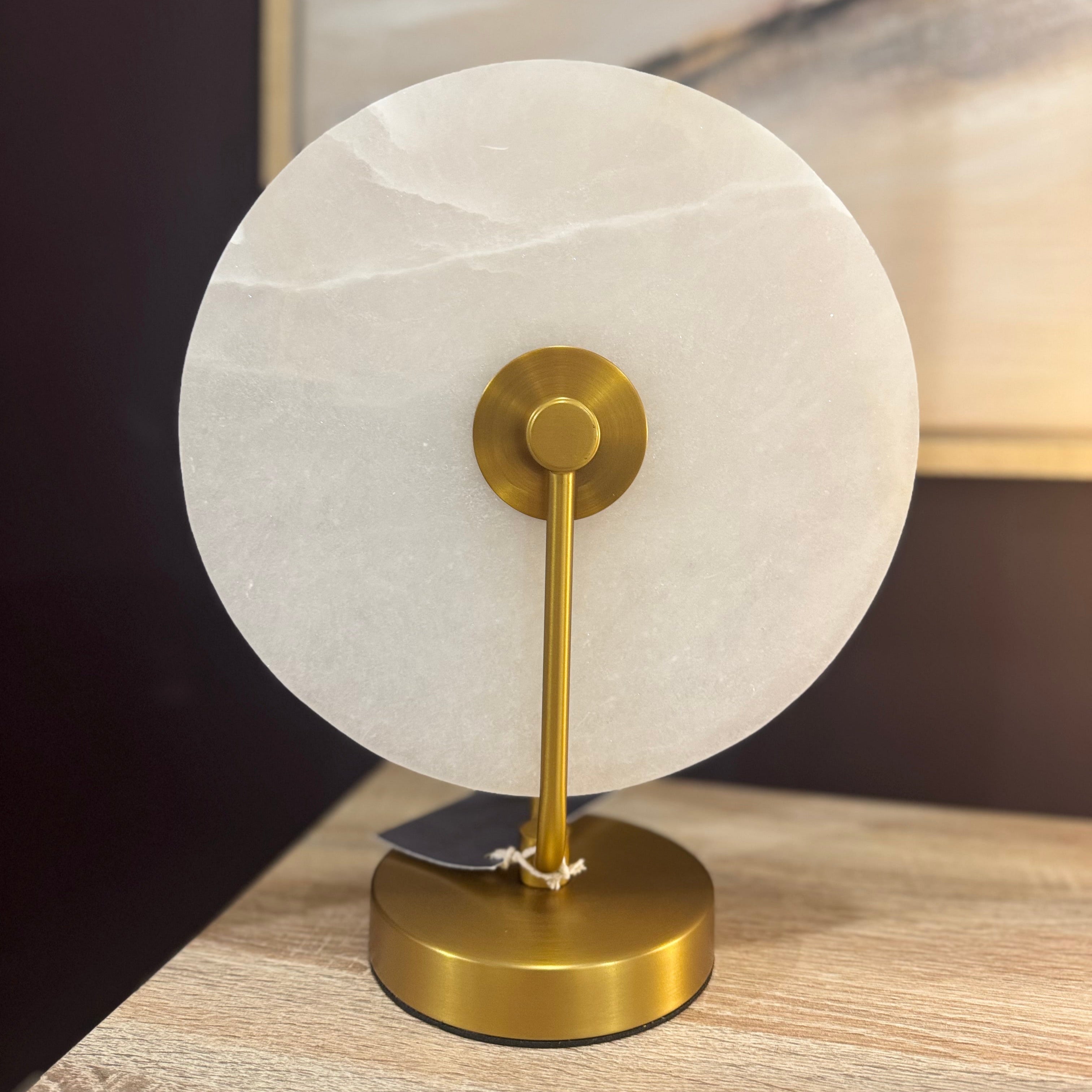 White Marble & Gold Finish Table Lamp