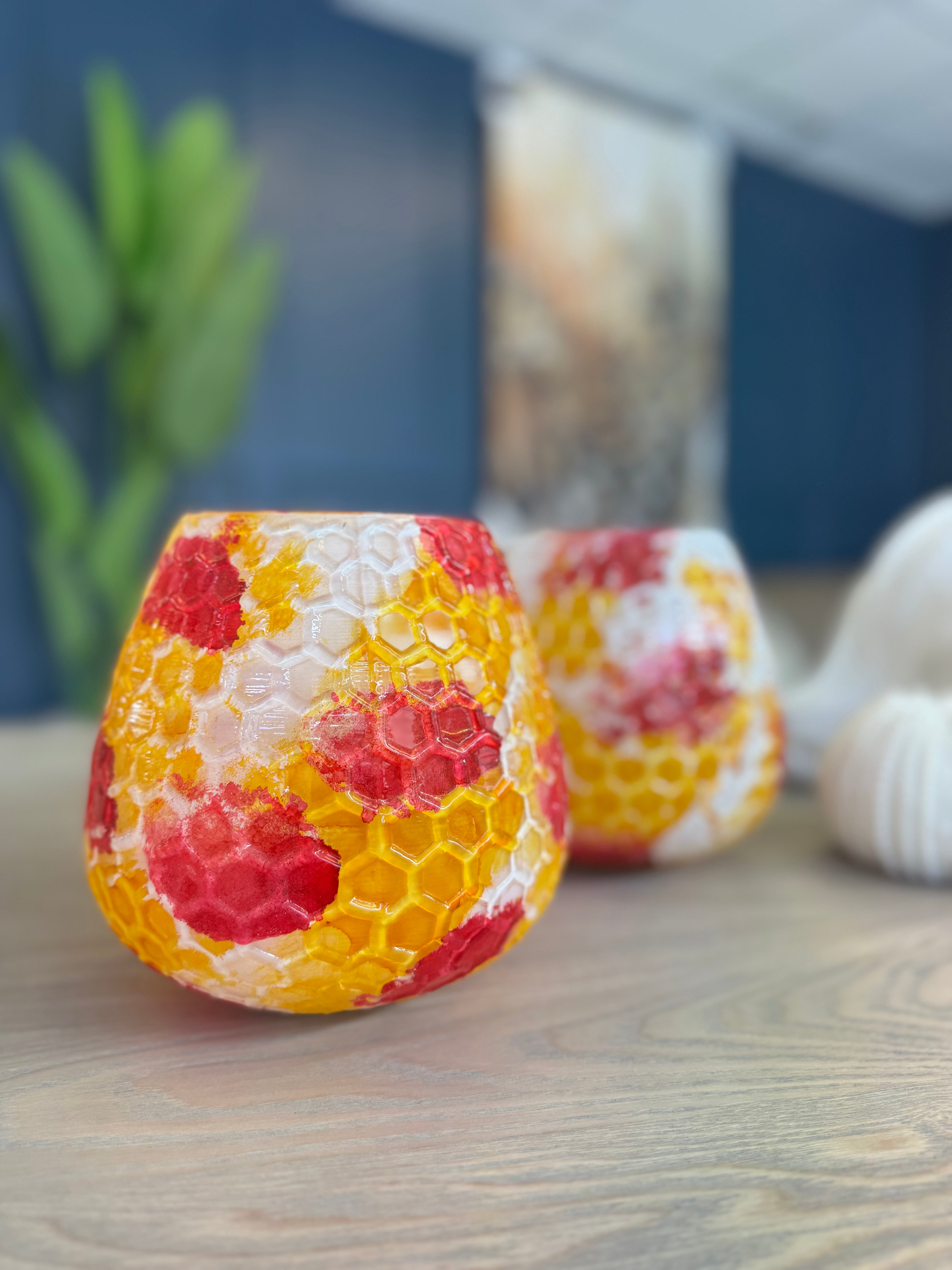 Sunset Glow Round Glass Lantern Large