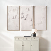 S/3 Natural & White Bird Canvases