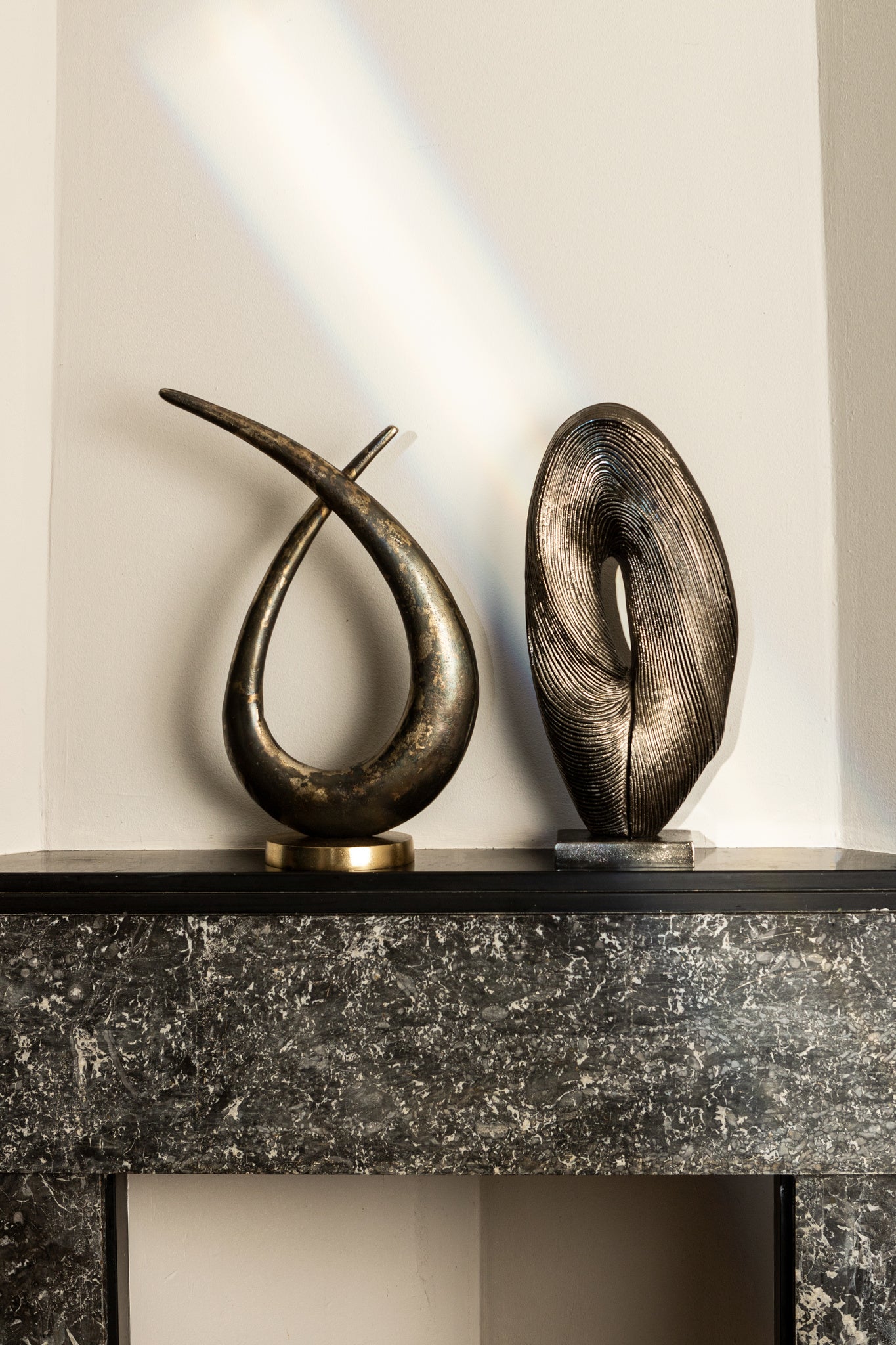 Gold Aluminium Loop Shaped Statue Rustic Finish