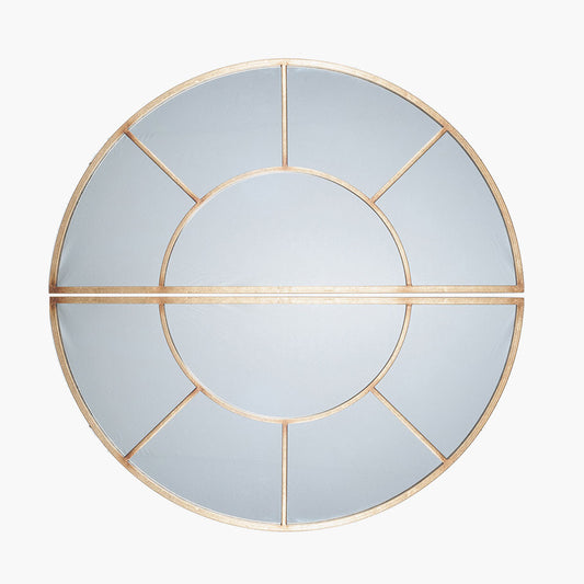 Antique Gold Metal 2 Half Moon Section Wall Mirror