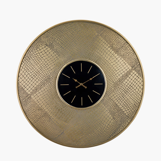 Round Antique Brass Croc Clock