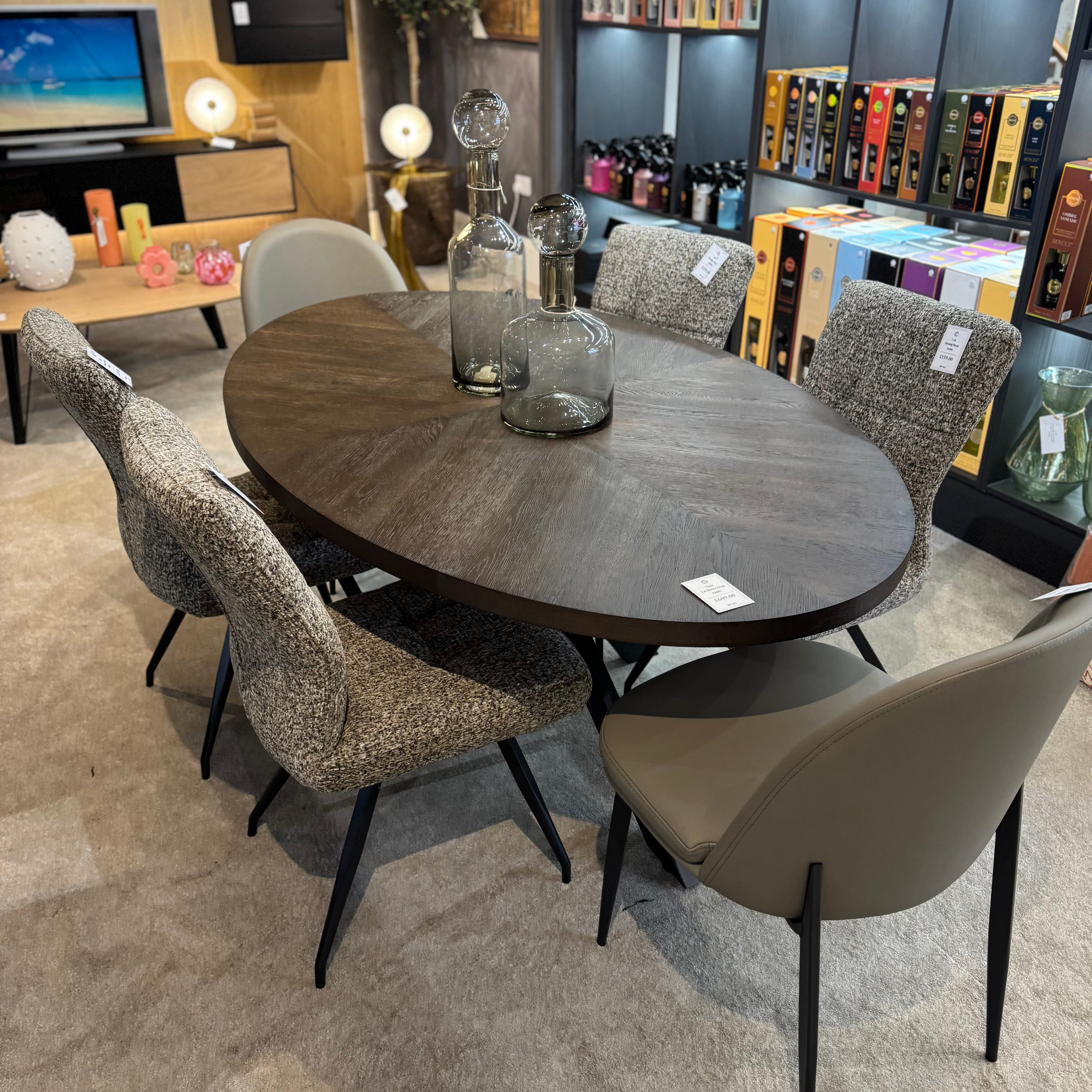 Dark Oak Oval Table & Chairs