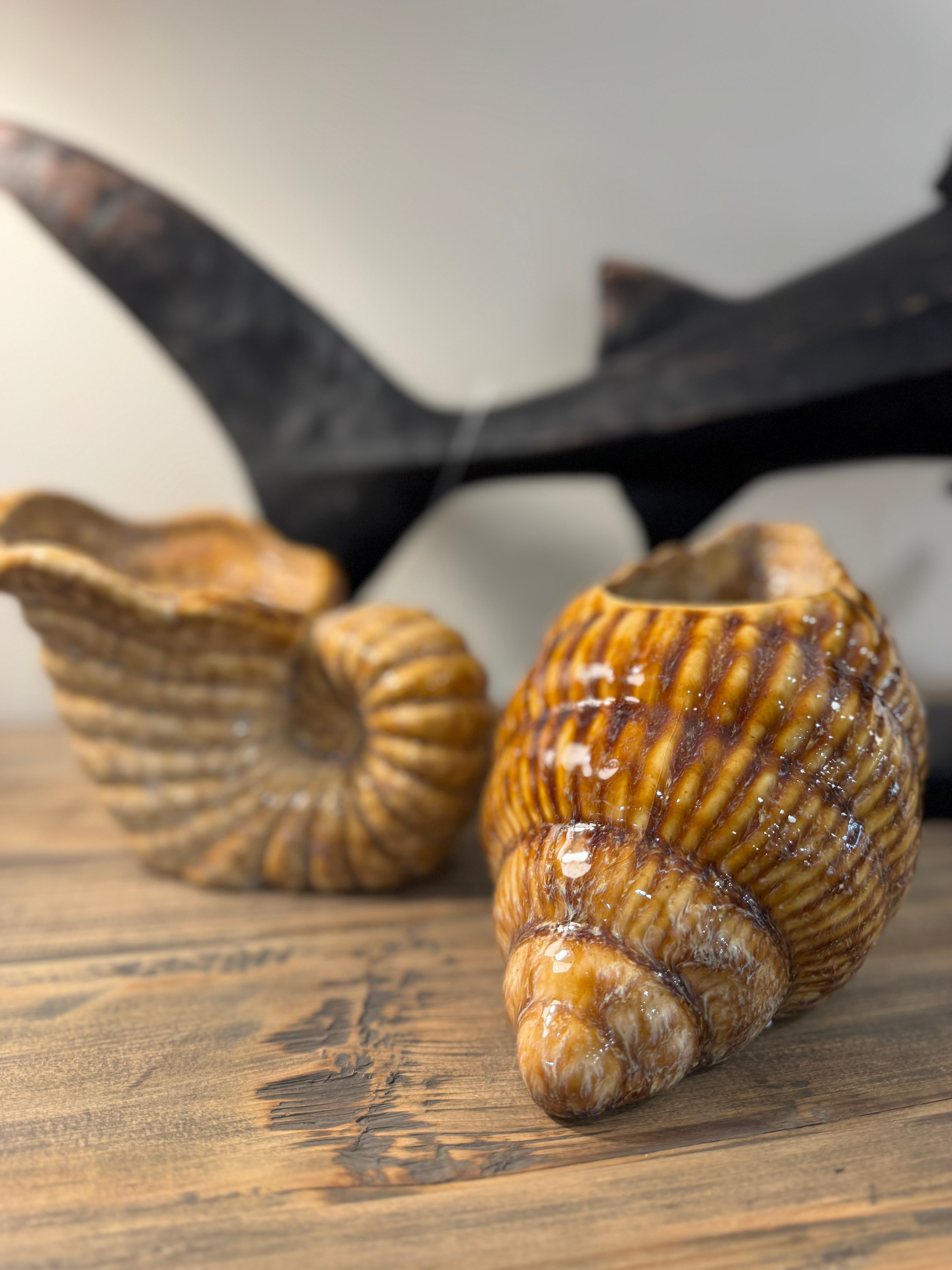 Cream Ceramic Shell Shaped Pot Glazed B