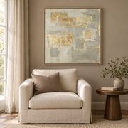 Elara Sage & Gold Abstract Framed Canvas | 89 cm