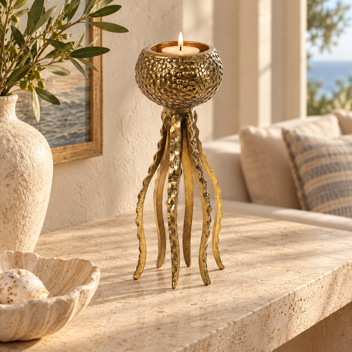 Antique Bronze Octopus Candle Holder