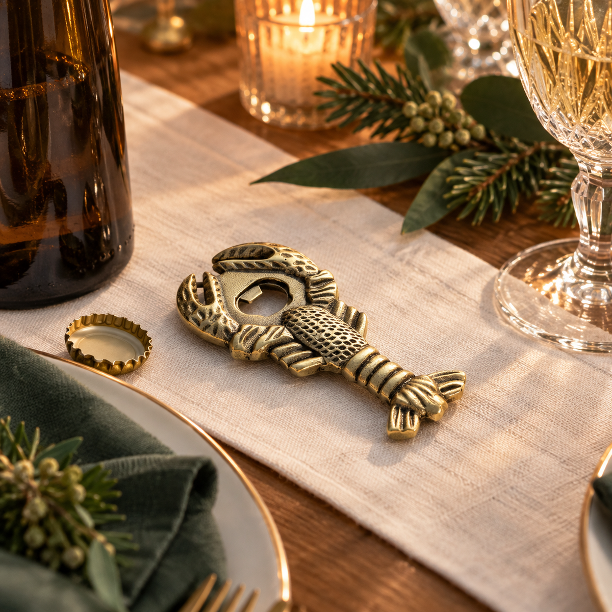 Larry the Lobster Brass Bottle Opener