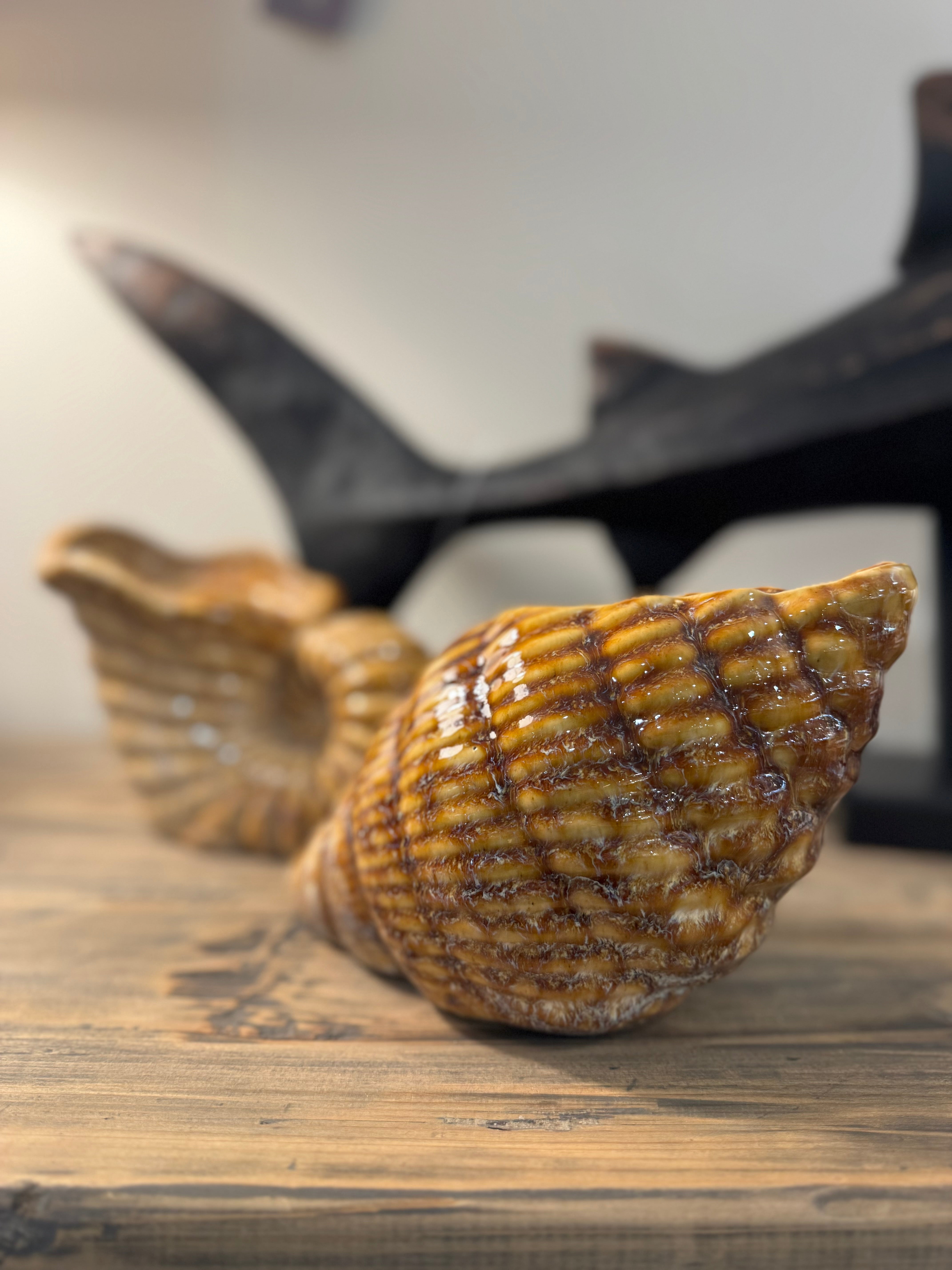 Cream Ceramic Shell Shaped Pot Glazed B