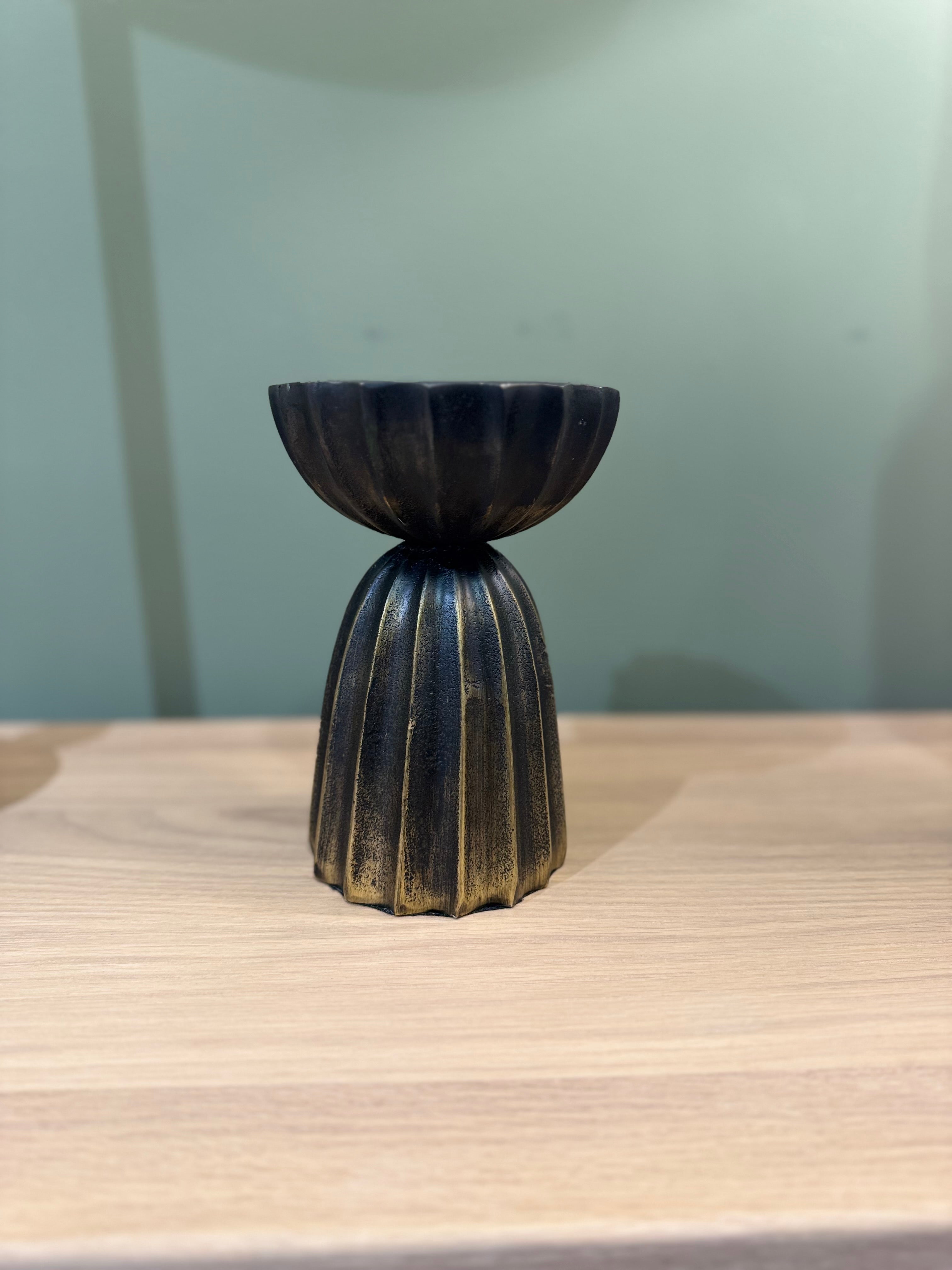 Zahir Black and Gold Candle Holder
