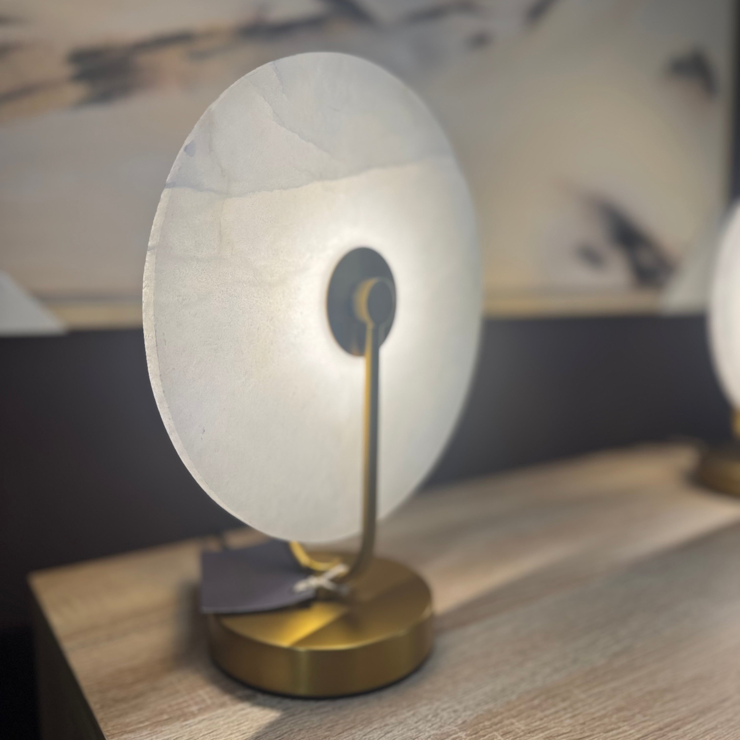 White Marble & Gold Finish Table Lamp