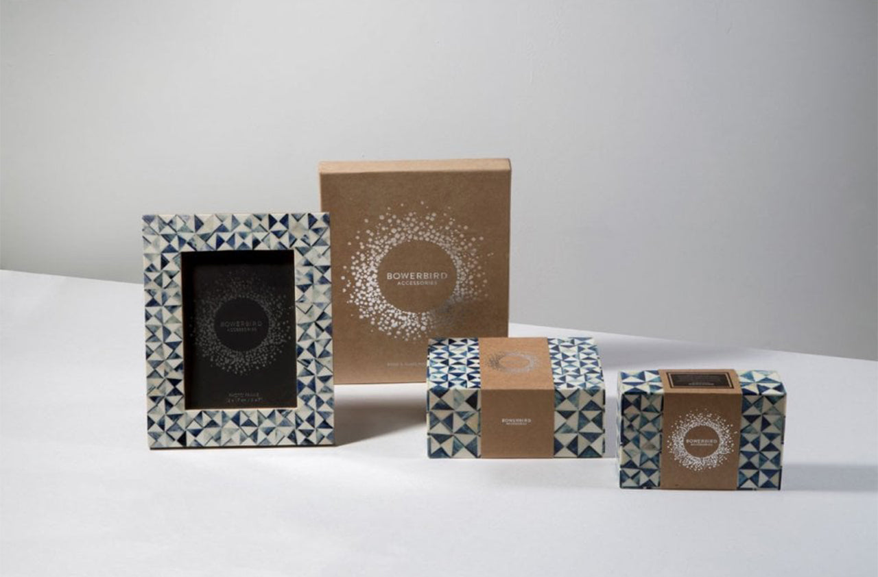 Bowerbird Chevron Photo Frame Blue