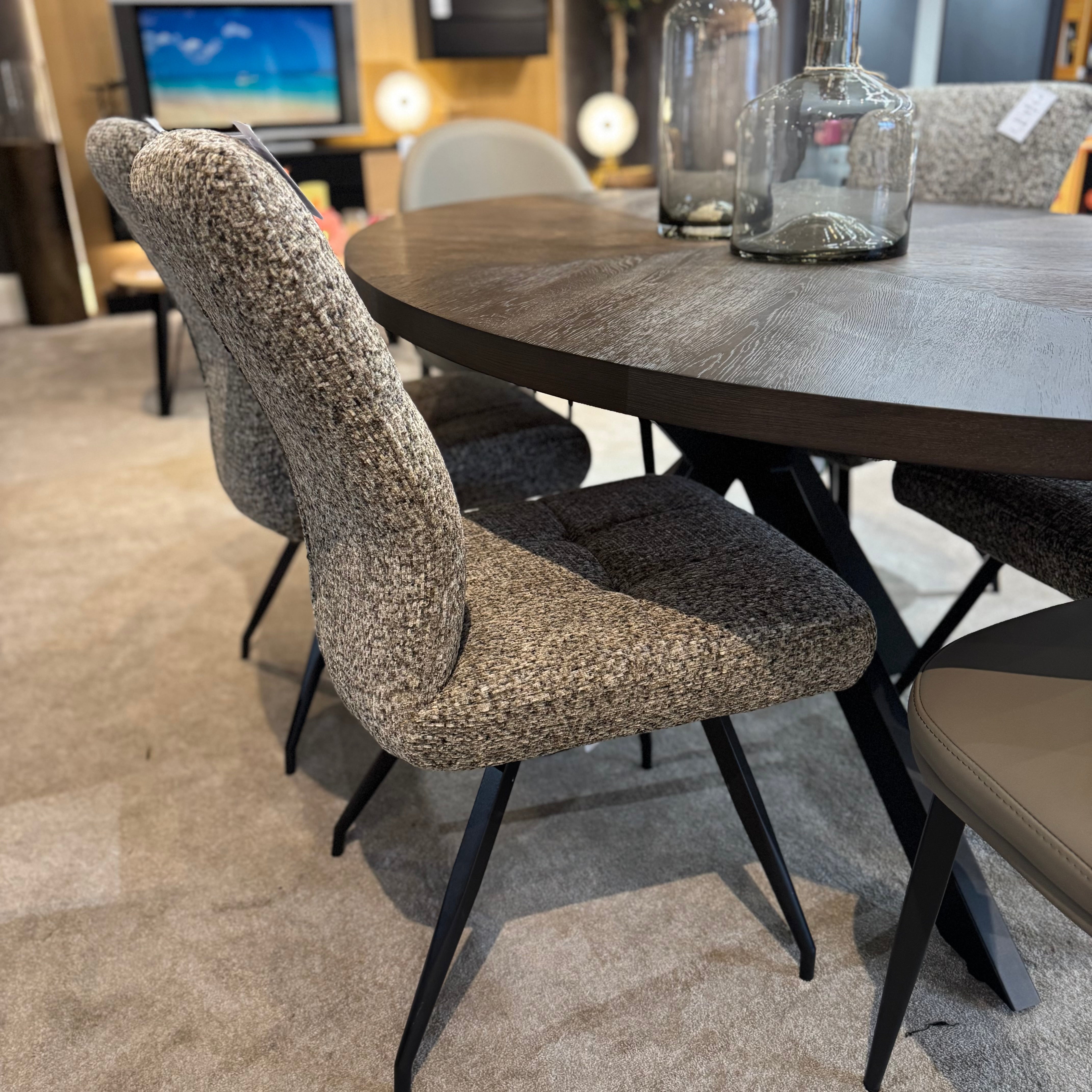 Dark Oak Oval Table & Chairs