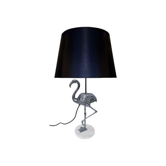 Silver Flamingo Table Lamp with Black Shade